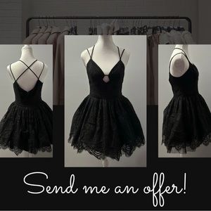 Woman’s Bebe Brand Black Lace and Tulle Mini Dress